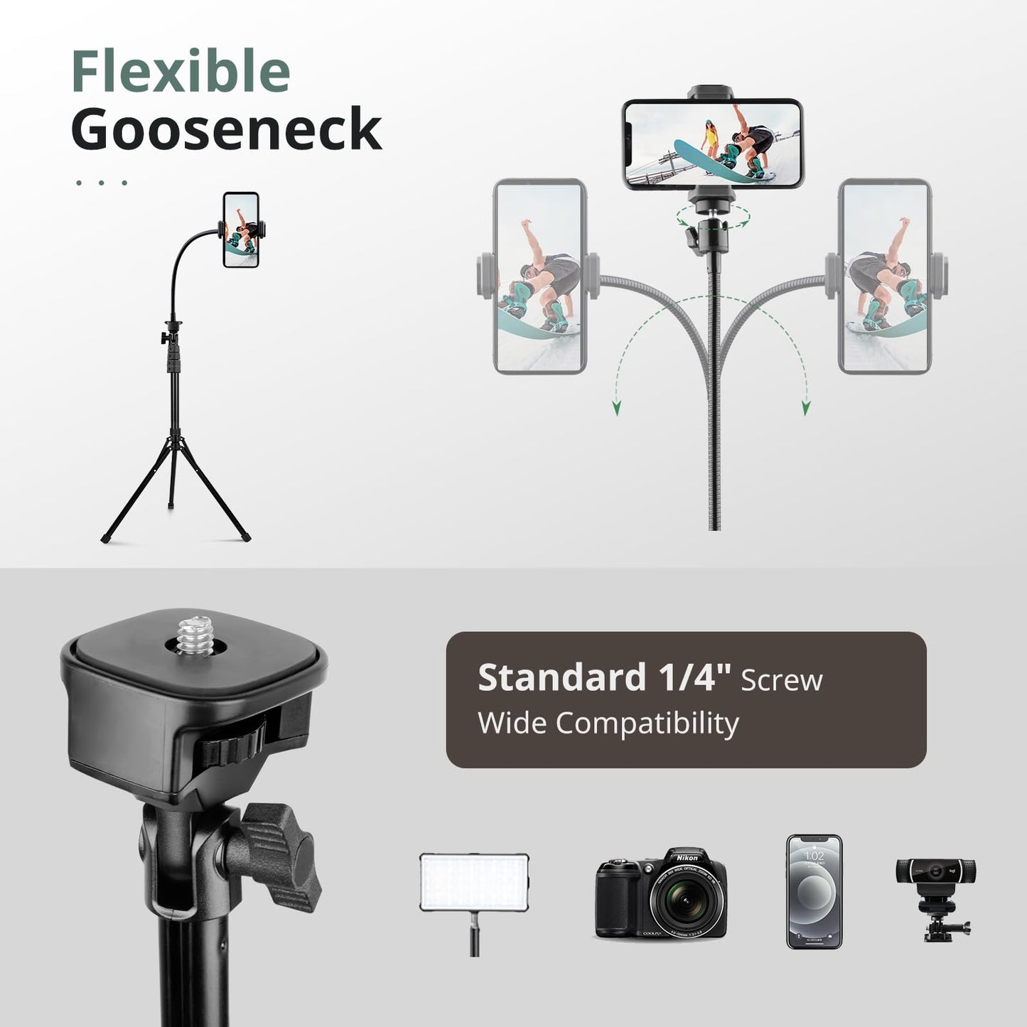 SENSYNE 72" Phone Tripod, Extendable Cell Phone Tripod Stand, Selfie Stick with Wireless Remote and Phone Holder, Compatible with iPhone Android Phone, Camera