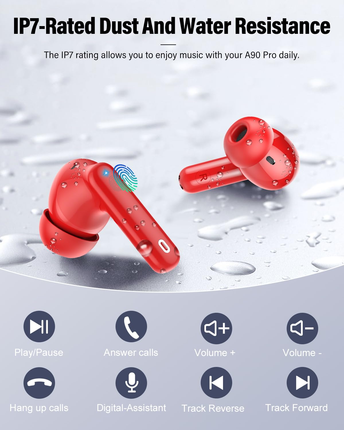 Wireless Earbuds, Bluetooth 5.4 Headphones Bass Stereo/Clear Calls, Black