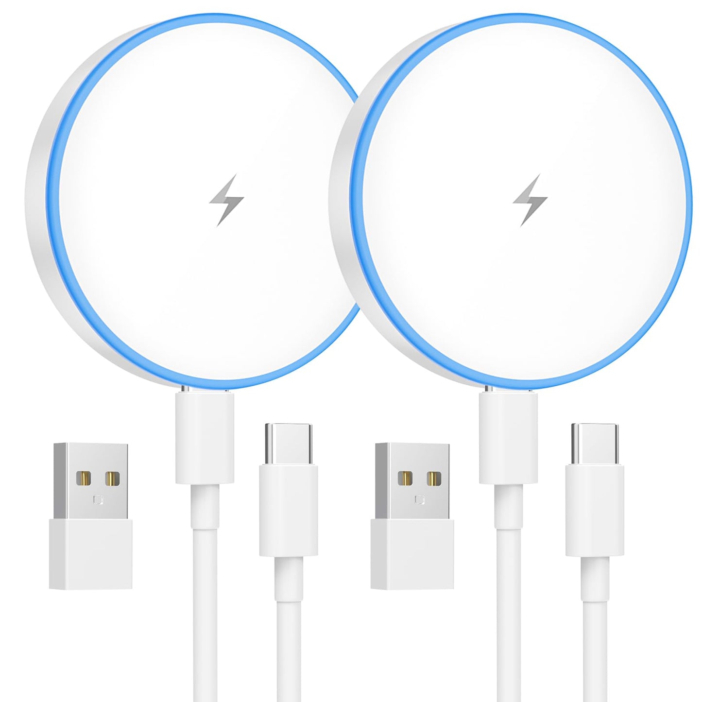 MagSafe Charger 2 Pack 15W Magnetic Wireless Charger Fast Charging Pad Compatible with iPhone 17/16/15/14/13/12 Series & AirPods 3/2/Pro Magnetic MagSafe Charging Pad with Dual Ports-Blue