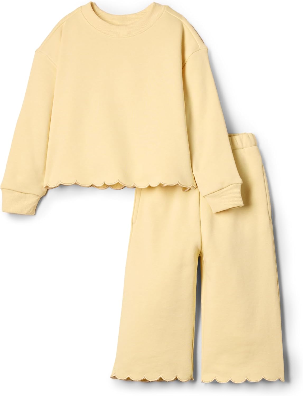 Amazon Essentials x Sofia Grainge Toddlers and Baby Girls' French Terry Sweatshirt Pant and Top Set