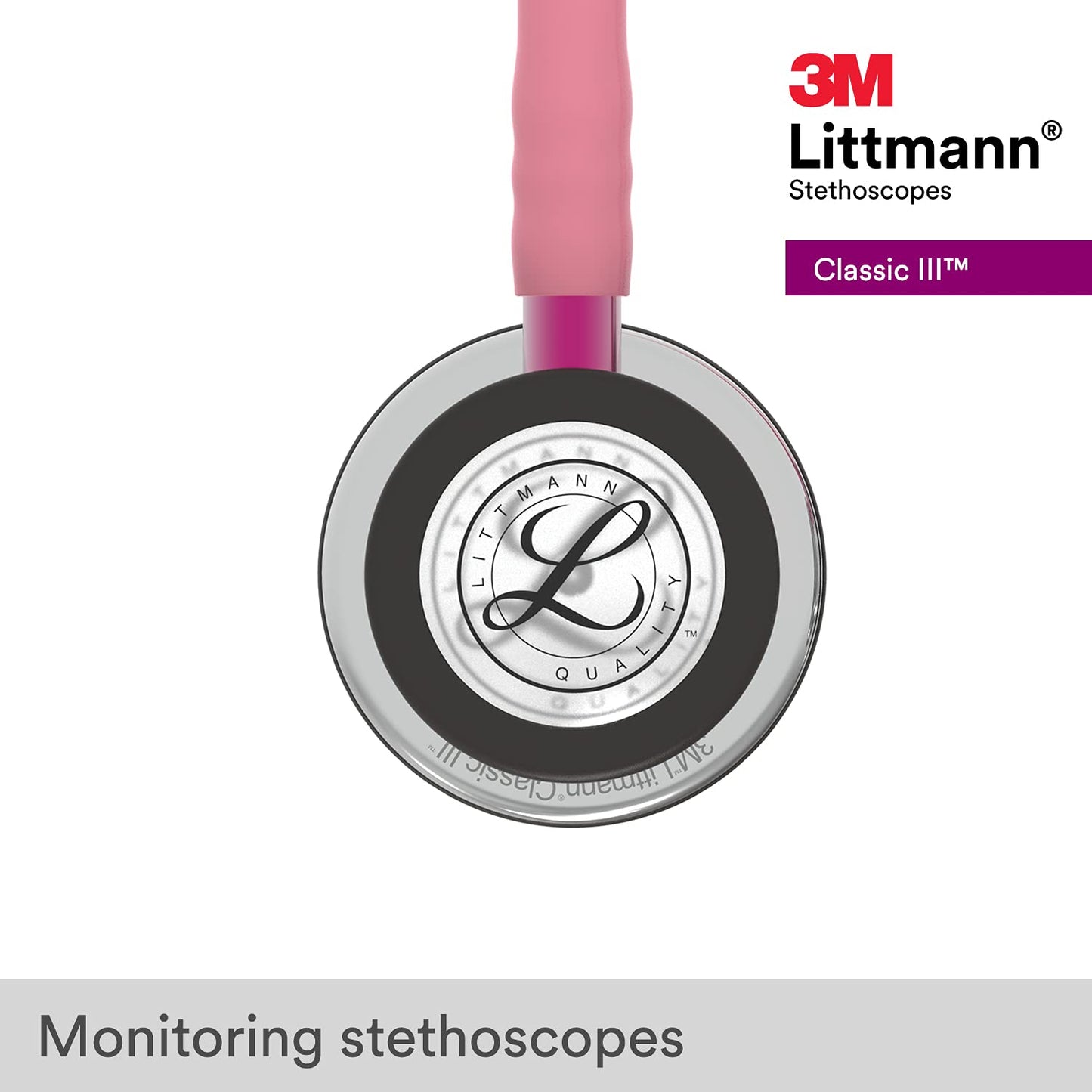 3M Littmann Classic III Monitoring Stethoscope, 5803, More Than 2X as Loud, Weighs Less, Stainless Steel Black-Finish Chestpiece, 27" Black Tube, Stem and Headset