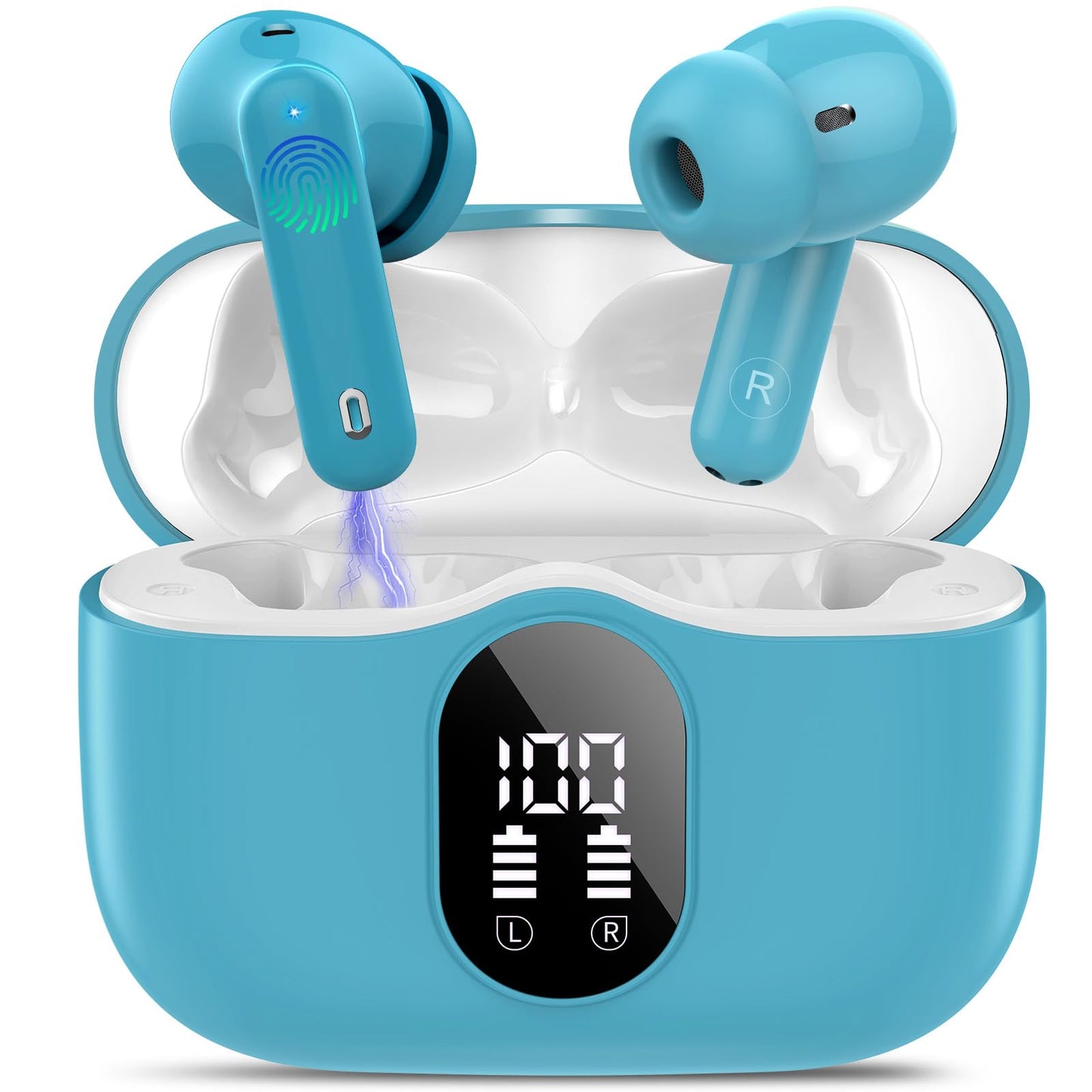 Wireless Earbuds, Bluetooth 5.4 Headphones Bass Stereo/Clear Calls, Black