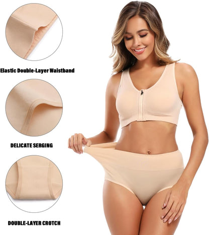 Molasus Women's Cotton Underwear High Waisted Full Coverage Ladies Panties (Regular & Plus Size)