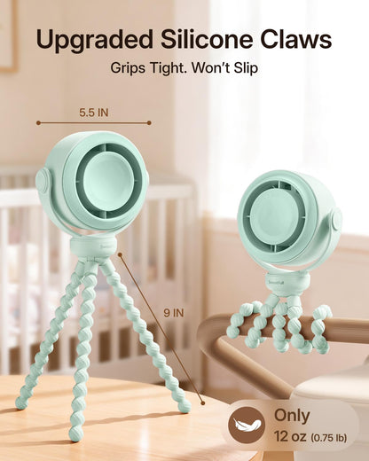 SWEETFULL Portable Stroller Fan, Pinch-Proof Baby Fan - Cream