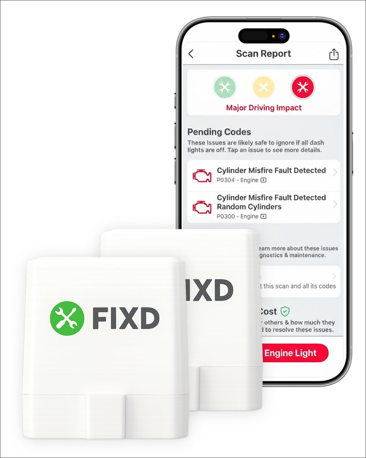 FIXD Bluetooth OBD2 Scanner - Car Diagnostic Check Engine Code Reader