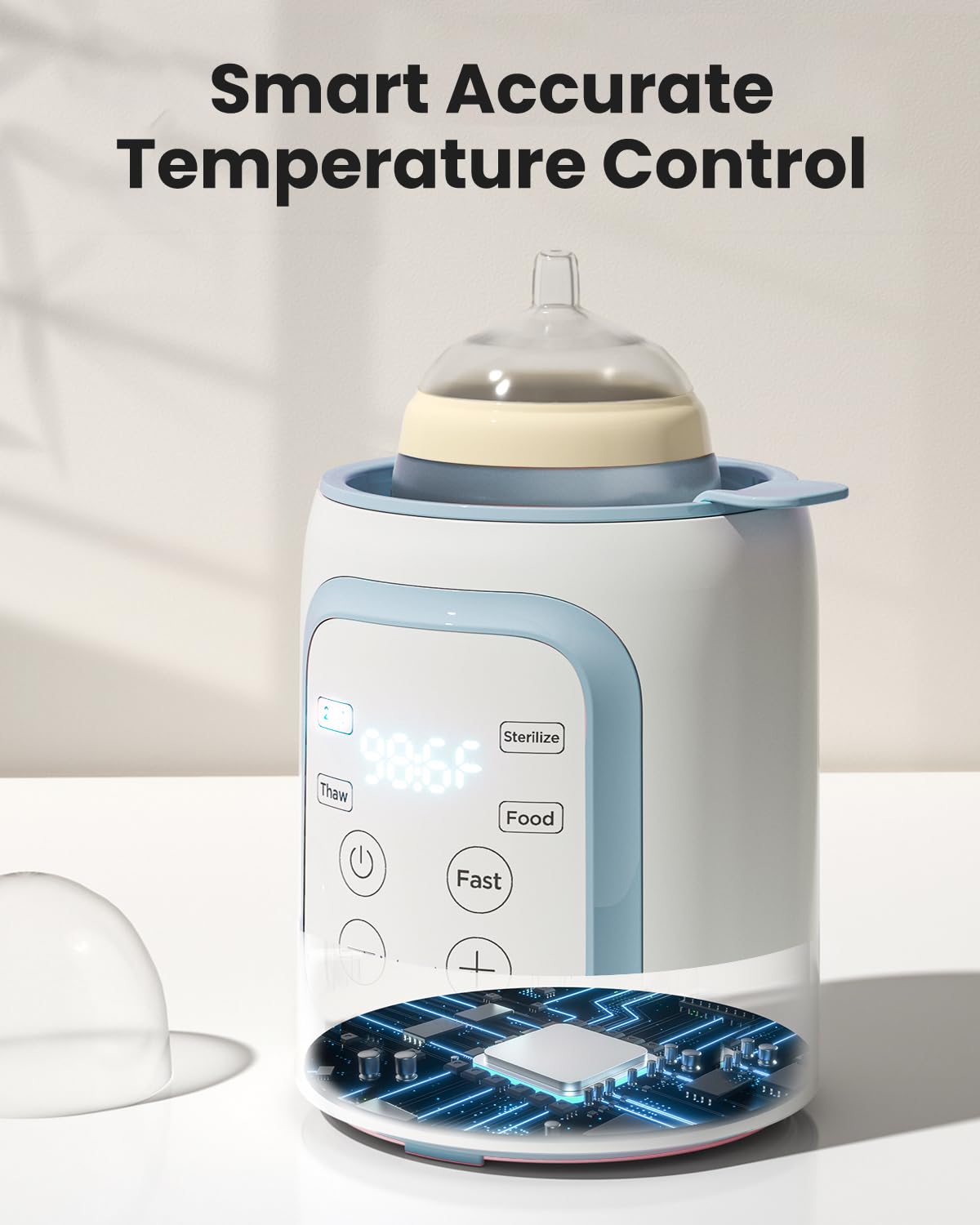 Grownsy 8-in-1 OG Fast Bottle Warmer with Timer, Gray