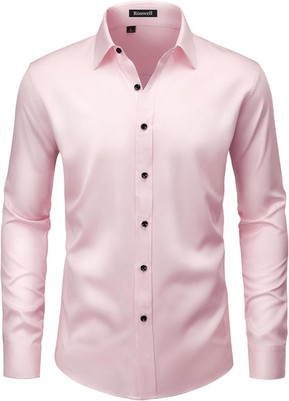 Men’s Wrinkle Free Dress Shirts Regular Fit Long Sleeve Non Iron Business Casual Wedding Stretch Button Down Shirt