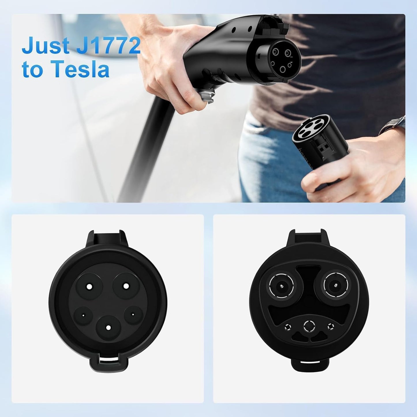 FOCSPROD J1772 to Tesla Charger Adapter, Max 80A 250V Fast Charging J1772 to NACS Adapter for Tesla Model 3/Y/X/S/Cybertruck Charging Adapter, Compatible with J1772 EV Charge to Tesla Adapter -UL 2252