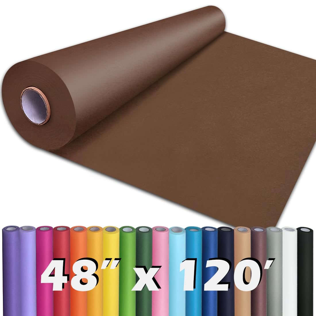 PerkHomy Brown Kraft Paper Roll 36" x 1,440" (120') for Craft Bulletin Board Paper Art Table Covering Crafting Gift Wrapping Bouquet Packing Parcel 70GSM 50LB (Brown, 36" x 120')