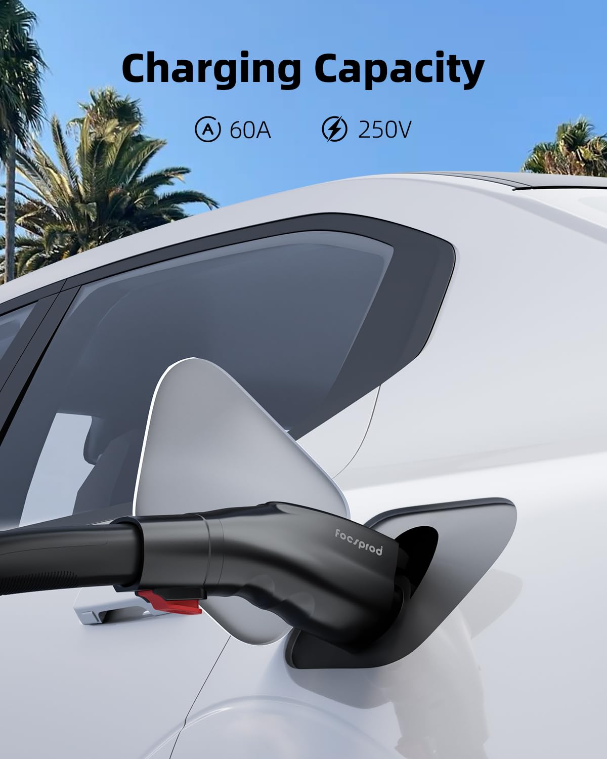 FOCSPROD J1772 to Tesla Charger Adapter, Max 80A 250V Fast Charging J1772 to NACS Adapter for Tesla Model 3/Y/X/S/Cybertruck Charging Adapter, Compatible with J1772 EV Charge to Tesla Adapter -UL 2252