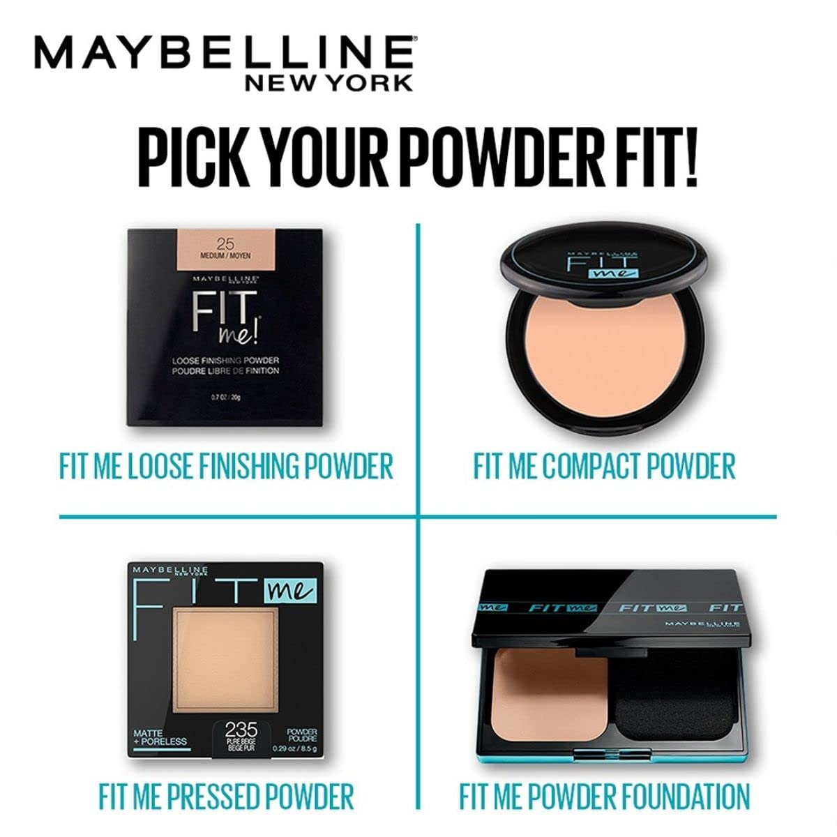 Maybelline Fit Me Matte + Poreless Pressed Face Powder Makeup & Setting Powder, Buff Beige, 1 Count