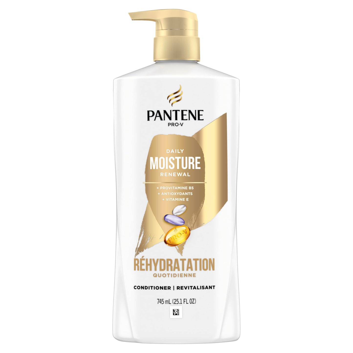Pantene Shampoo & Conditioner Set, Daily Moisture Renewal - Pro-V Nutrients for Dry, Color-Treated, Straight to Curly Hair, 72-Hour Hydration & Softness, 52.8 Oz Total + Miracle Rescue Shot (0.5 Oz)