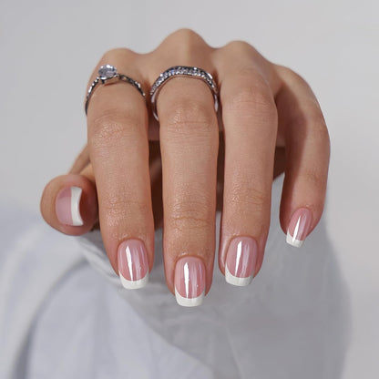 BTArtbox Press On Nails, Vanilla Cream, Short Square, Ombre Peach, 32Ct