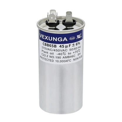 VEXUNGA 5uF 370/440VAC 50/60Hz CBB65 CBB65A Oval Run Start Capacitor 5 MFD 370V/440V Air Conditioner Capacitors for AC Unit Fan Motor Start or Pool Pump or Air Condenser Straight Cool