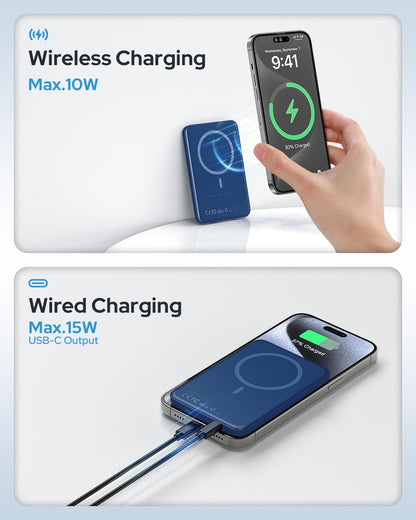 for Magsafe Portable Charger, 5000mAh Slim Wireless Magnetic Power Bank
