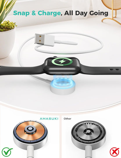 6.6FT Long for Apple Watch Charger USB Magnetic Fast Charging Cable Portable Wireless Charging Accessories Compatible with iWatch Series 11/10/9/8/7/6/5/4/3/2 Ultra 3/2/SE