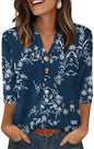 OFEEFAN Womens Tops 3/4 Sleeve Henley Shirts for Women Summer Outfits Fashion Clothing