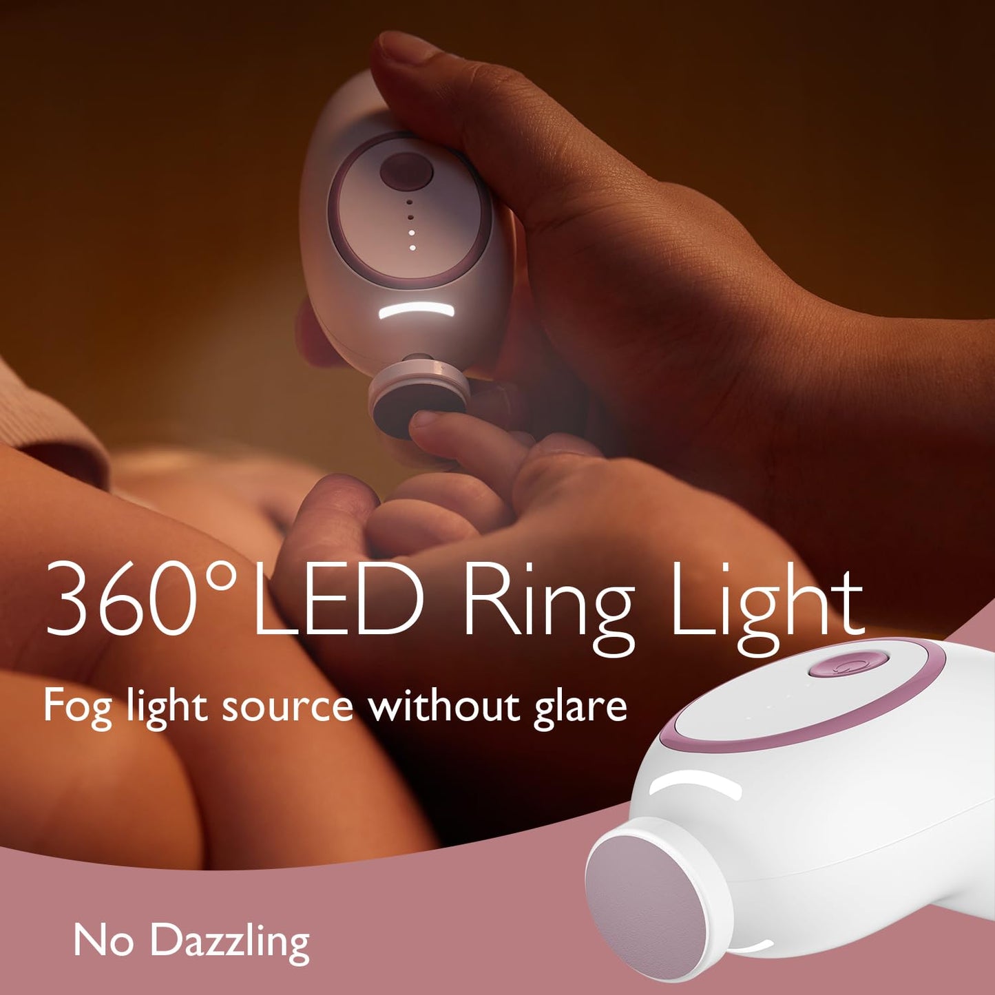 Momcozy Baby Nail File Electric, Gentle Night Light Baby Nail Trimmer