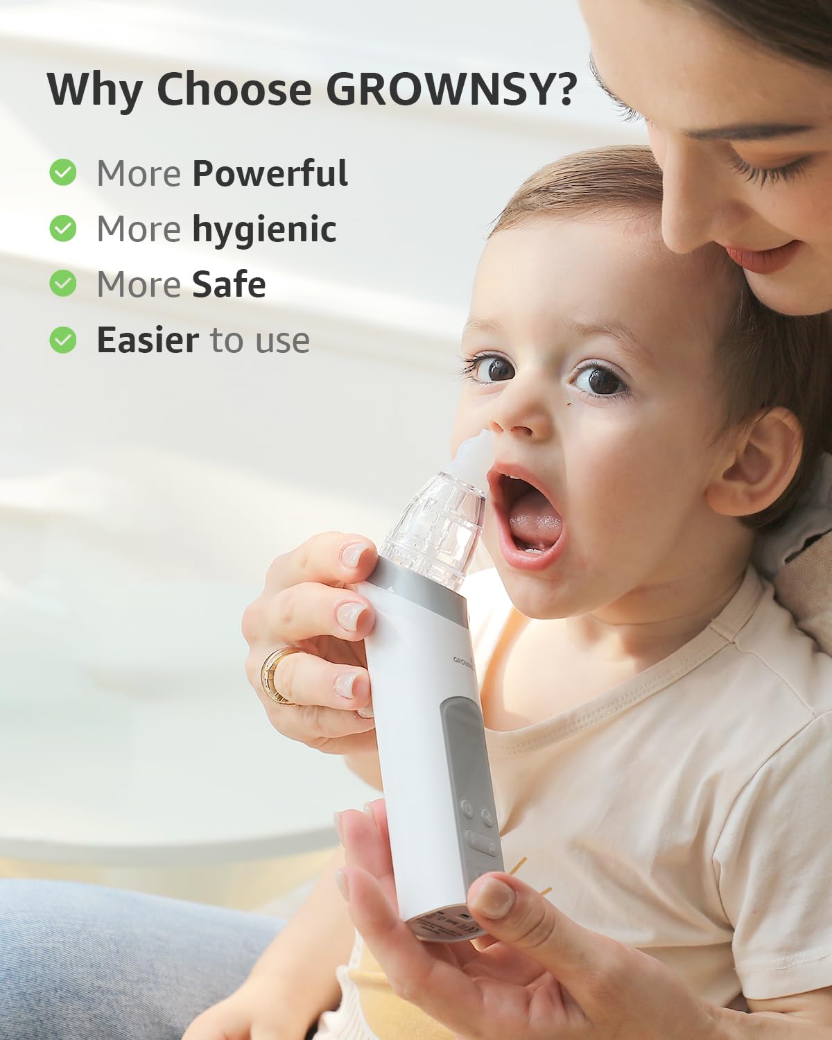 GROWNSY Nasal Aspirator for Baby, Electric Nose Sucker, Powerful Suction