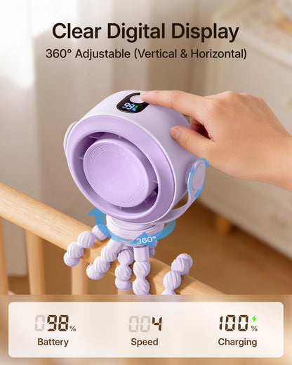 SWEETFULL Portable Stroller Fan, Pinch-Proof Baby Fan - Cream
