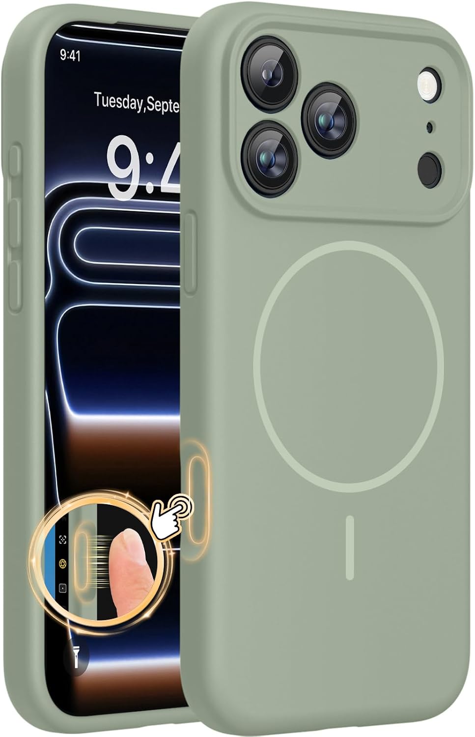 Miracase Magnetic for iPhone 16 Pro Case, Silicone, Black
