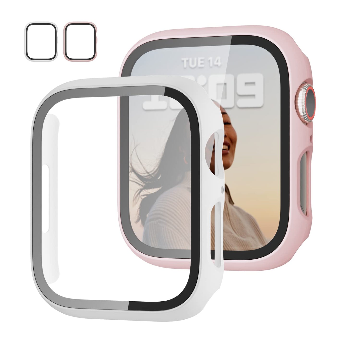 JZK Screen Protector Case for Apple Watch Series 11/10 42mm,Purple+Clear