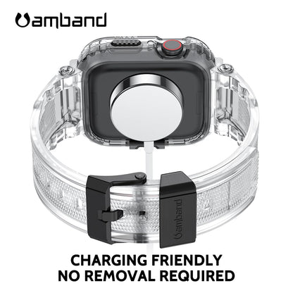 amBand Bands Compatible with Apple Watch 9/8/7/6/5/4 & SE 3/2/1 45mm/44mm Case for Men, M1 Sport Series Rugged Case Protective Cover for iWatch SE3/SE2/6/SE/5/4 44/45 mm Men Black