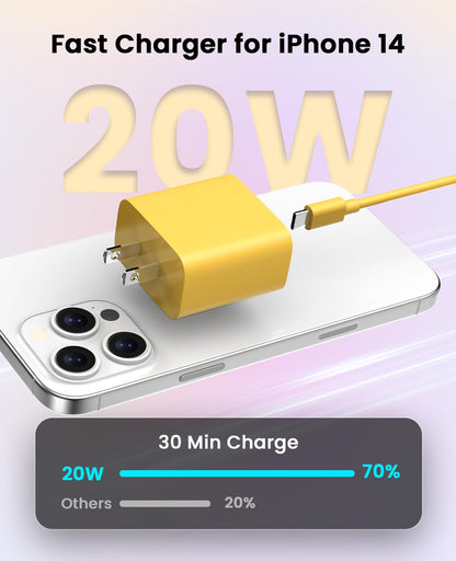 iPhone Charger Fast Charging, USB C Charger Block, 6FT/10FT Lightning Cable