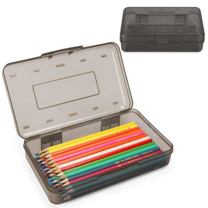 Clear Plastic Hard Pencil box Case with Personalized Sticker for Girl Boy