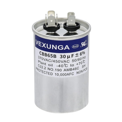 VEXUNGA 5uF 370/440VAC 50/60Hz CBB65 CBB65A Oval Run Start Capacitor 5 MFD 370V/440V Air Conditioner Capacitors for AC Unit Fan Motor Start or Pool Pump or Air Condenser Straight Cool