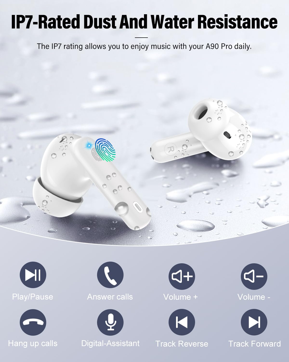 Wireless Earbuds, Bluetooth 5.4 Headphones Bass Stereo/Clear Calls, Black