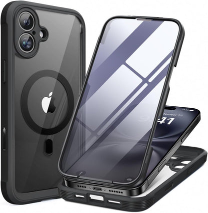 miracase for iPhone 17e Case & iPhone 16e Case, Full-Body Phone with Built-in Glass Screen Protector, [Magnetic with MagSafe] Military Drop Proof 17 E/ 16 E Cover Bumper 6.1 inch, Black