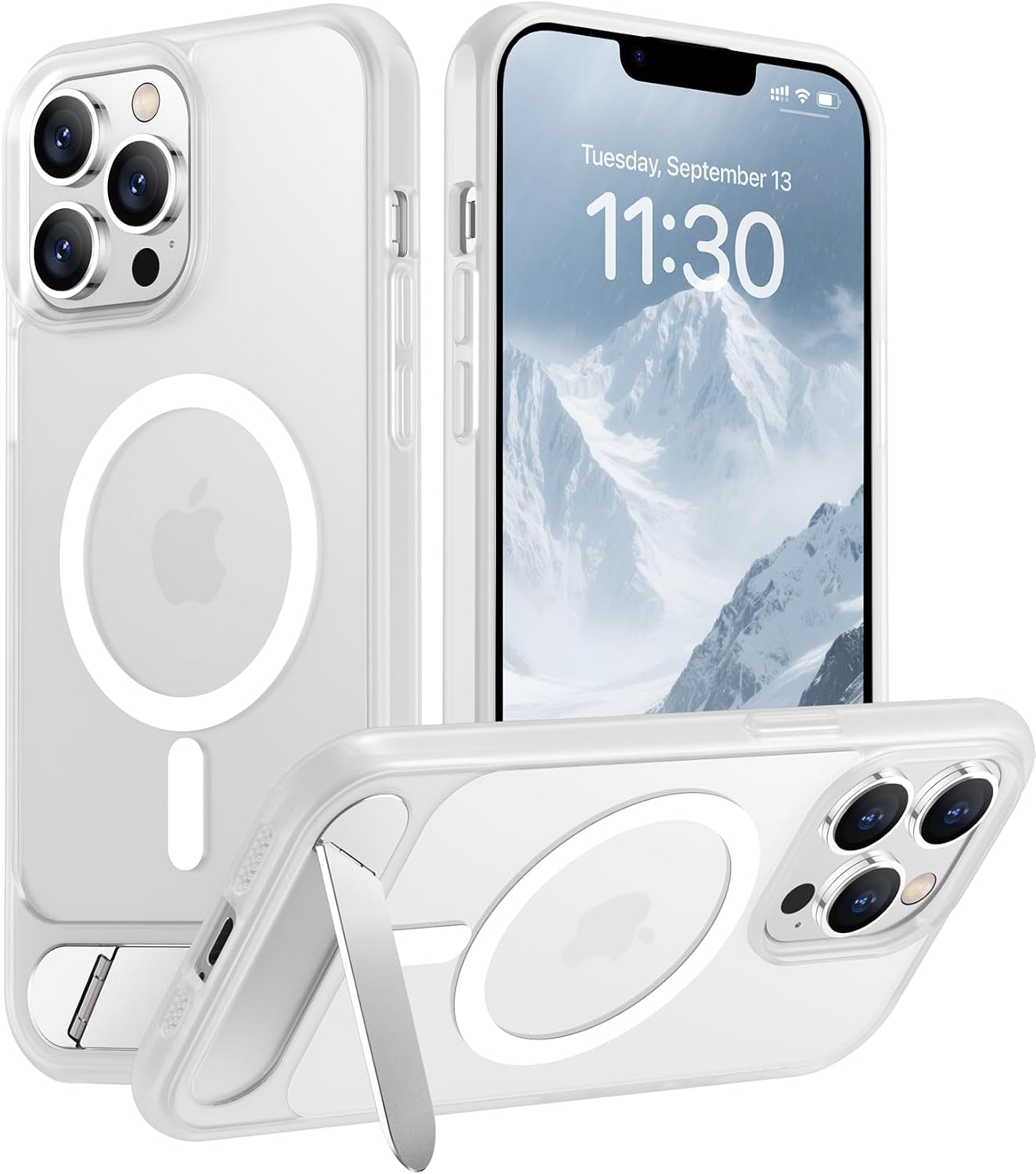 Magnetic Compatible with iPhone 14 Pro Max Case, [Built-in Invisible Kickstand][Compatible with MagSafe] [Military Grade Shockproof] Slim Translucent Matte Phone Case for iPhone 14 Pro Max 6.7"