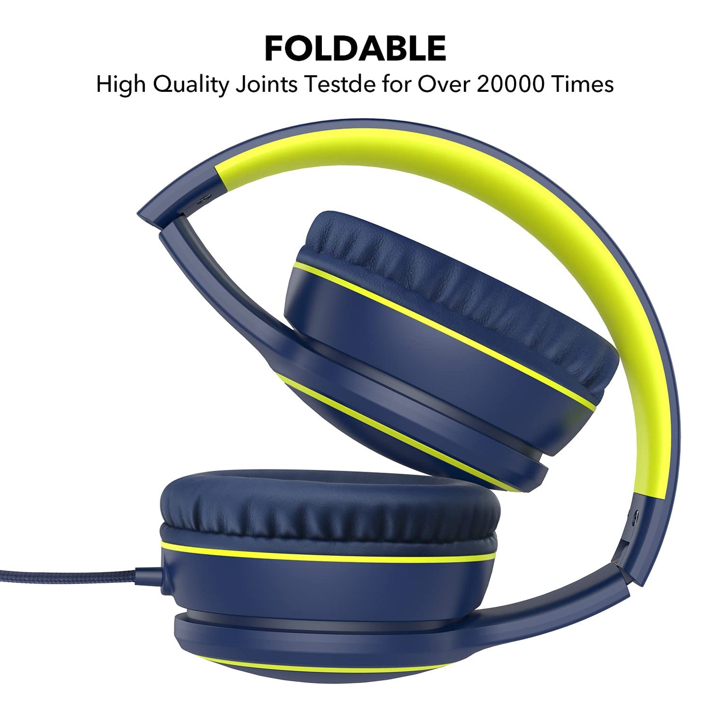 R10 Over-Ear Headphones with Microphone, Lightweight Folding Stereo Bass Headset with 1.5M No-Tangle Cord, Portable Wired Headphones for Smartphone Tablet Computer MP3 / 4 (Grey)