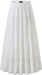 NASHALYLY Women's Chiffon Elastic High Waist Pleated A-Line Maxi Skirts
