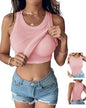 CHICME Women Built-in Bra Tank Tops Sleeveless Racerback Ribbed Fitted Tops