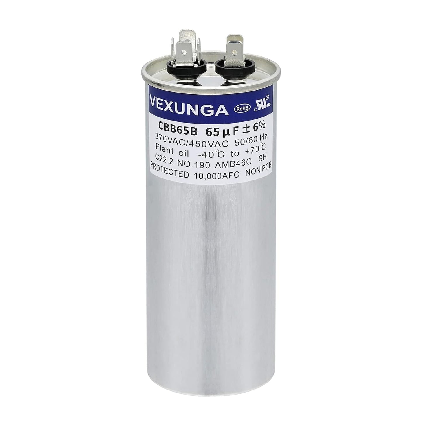 VEXUNGA 5uF 370/440VAC 50/60Hz CBB65 CBB65A Oval Run Start Capacitor 5 MFD 370V/440V Air Conditioner Capacitors for AC Unit Fan Motor Start or Pool Pump or Air Condenser Straight Cool