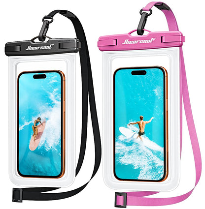 Hiearcool Waterproof Phone Pouch, Waterproof Phone Case, Black&Green 2-Pack