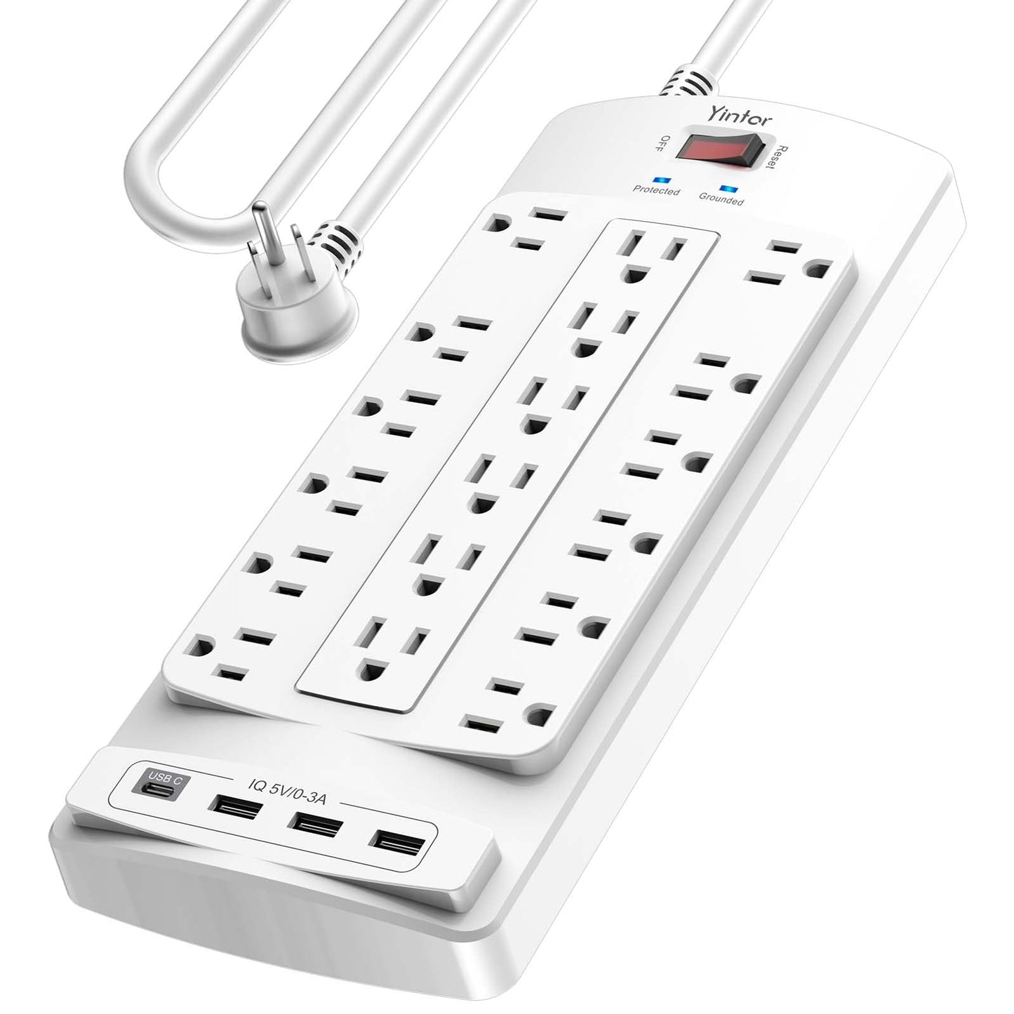 Yintar 6Ft Surge Protector Power Strip with 8 Outlets and 4 USB Ports