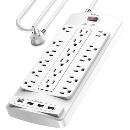 Yintar 6Ft Surge Protector Power Strip with 8 Outlets and 4 USB Ports