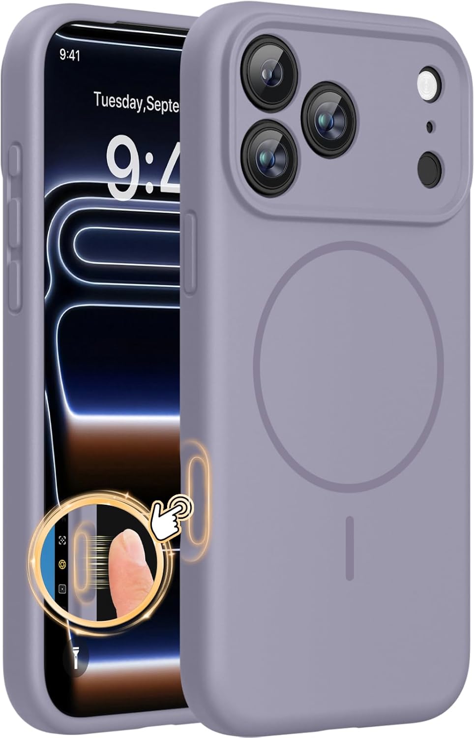 Miracase Magnetic for iPhone 16 Pro Case, Silicone, Black