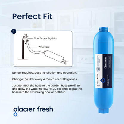 GLACIER FRESH RV/Marine Water Filter with 2 Flexible Hose Protectors 4 Pack