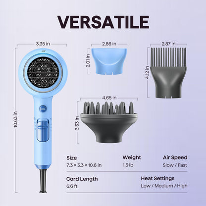 Wavytalk Blown Away Ionic Hair Dryer with Diffuser for Curly Hair