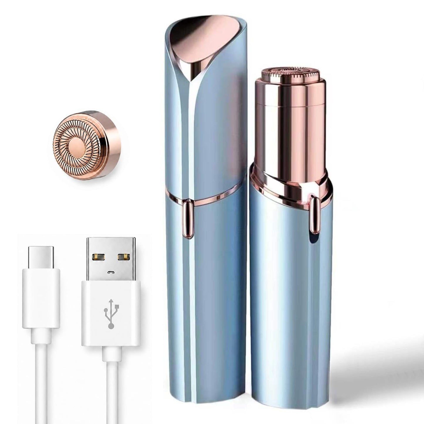 Facial Hair Remover for Women - as Seen on TV Painless Face Shaver - Electric Hair Removal Device for Face Lips Peach Fuzz with Light (White)