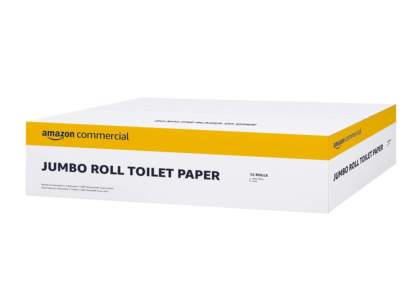 AmazonCommercial 2-Ply White Jumbo Roll Toilet Paper, 9 in, Septic Safe, Compatible with Universal Dispensers, FSC Certified, 1000 Feet Per Roll (Pack of 12)