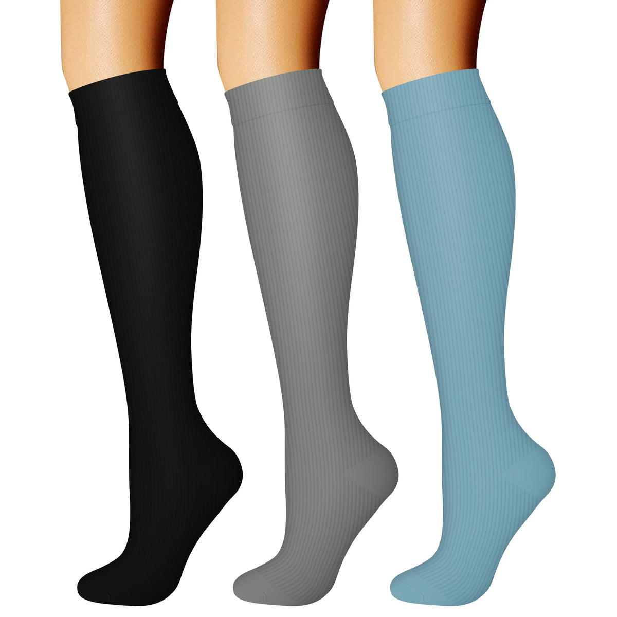 CHARMKING Compression Socks for Women & Men Circulation (3 Pairs) 15-20 mmHg is Best Support for Athletic Running Cycling