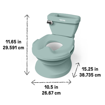 Ingenuity My Size Potty Pro 2-in-1 Potty Training Toilet, Floor Potty with Removable Potty Seat for Standard Toilets, Realistic Flushing Sound, for Toddlers Ages 18+ Months, Up to 50 lb