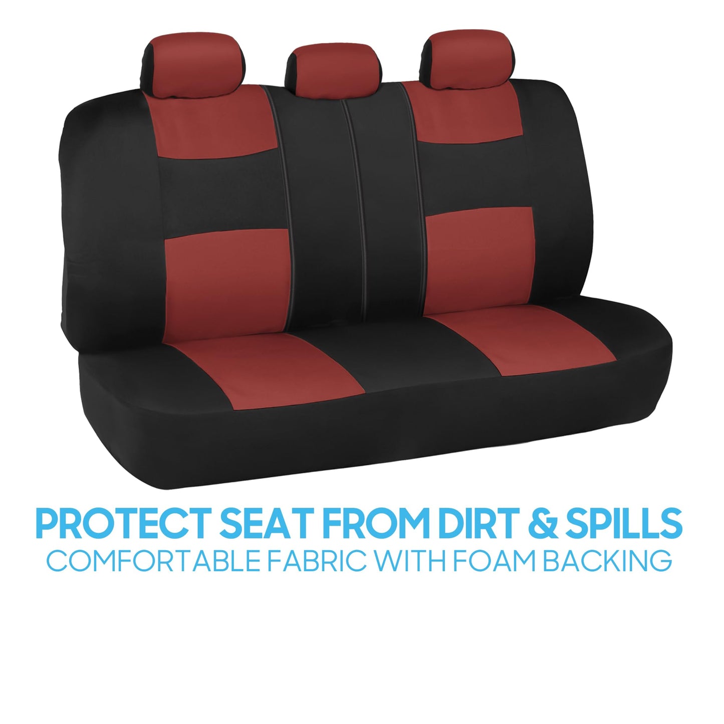 BDK PolyPro Car Seat Covers Full Set in Solid Black, Front and Rear Split Bench Seat Covers for Cars, Easy to Install Car Seats Cover Set and Accessories for Auto Trucks Van SUV - Solid Black