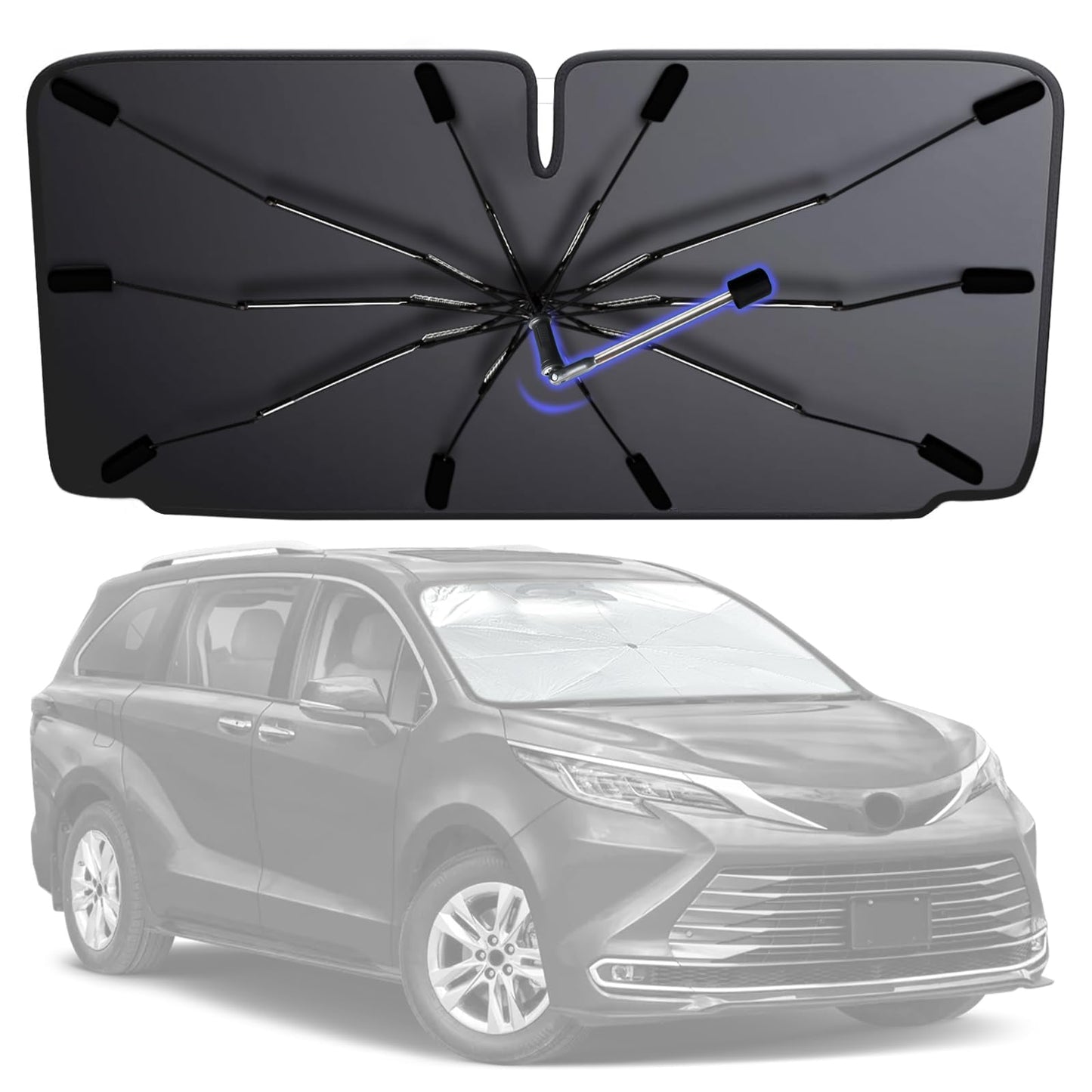 2026 Windshield Sun Shade Umbrella, Foldable Car Sunshade, 99% UV Block