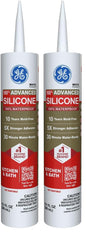GE Advanced Silicone Caulk for Kitchen & Bathroom, White, 10 fl oz Cartridge, 1 Pack - 100% Waterproof Silicone Sealant, 5X Stronger Adhesion, Shrink & Crack Proof